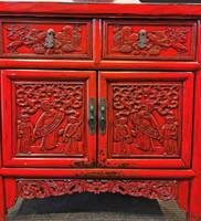 Lemari Kabinet Konsol Ukiran Antik Merah Cina yang Cantik dan Laris Manis dengan Laci Penyimpanan