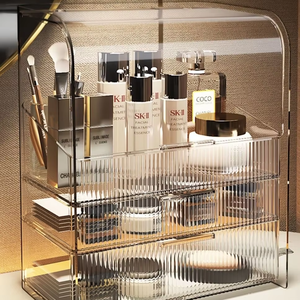 Ins Style lumière luxe Transparent anti-poussière bureau cosmétique boîte <span class=keywords><strong>de</strong></span> rangement rouge à lèvres soins <span class=keywords><strong>de</strong></span> la peau support pour table <span class=keywords><strong>de</strong></span> toilette Arrangement - Product Image 1