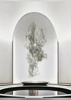 Sculpture artistique transparente personnalisée en structure métallique argentée suspendue pour hôtel, centre commercial, exposition, espace commercial, atrium
