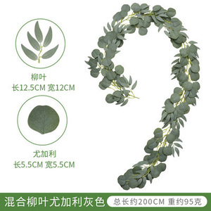 Guirnalda de Eucalipto Artificial de 100cm/200cm, Flor de Seda para Decoración de Bodas, Ramo de Hojas Verdes Redondas Entrelazadas - Product Image 4