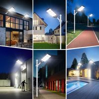 Lampadaire LED solaire intégré avec détecteur de mouvement 100W 200W 300W, étanche IP65, éclairage extérieur pour poteaux routiers en ABS, certifié CE