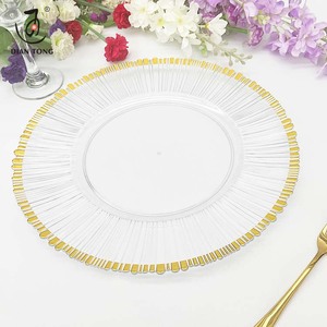 <span class=keywords><strong>Assiettes</strong></span> de présentation en plastique transparent blanc or de 33 cm (13 pouces) pour les mariages, les décorations de beauté, les fêtes, les événements, les restaurants, vente en gros - Product Image 2
