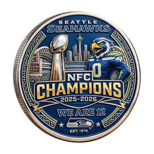 Pièce de monnaie commémorative des Seattle Seahawks, artisanat métallique, décoration sur le thème de la culture du football américain, souvenir pour les fans - Product Image 3