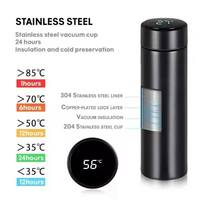 Bouteille d'eau intelligente de 500 ml avec affichage de la température LED tactile, gobelet isotherme sous vide, acier inoxydable à double paroi 304, gobelet cadeau