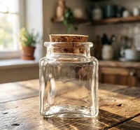 Toples Penyimpanan Makanan Kaca Mini Persegi 50ml Transparan Dengan Tutup Gabus Anti Bocor Wadah Bumbu Dapat Digunakan Kembali Untuk Dapur Rumah Tangga