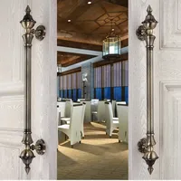 Poignée de porte en alliage de zinc antique, longueur 280-550 mm, poignée de porte en bronze, poignée de porte d'entrée d'hôtel, poignée de porte de centre commercial, 1 pièce