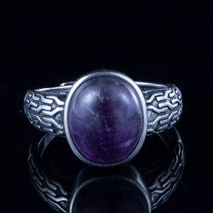 Natuursteen Amethist Obsidiaan Tijger-Eye Clear Quartz Retro Stijl Koperen Ringen Voor Mannen Vrouwen Edelsteen Sieraden - Product Image 4