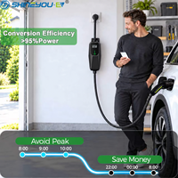 Chargeur EV portable Shineyou 3,6/7,4/9,6 kW AC 110/240 V Type 1 SAE J1772/T Plug, charge rapide, noir, garantie de 2 ans