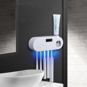 Soporte para cepillos de dientes UV para baño, 5 ranuras para cepillos, montado en la pared, con dispensador de pasta de dientes, recargable. - Product Image 2