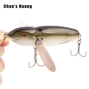 Chan's Huang 8CM14Gリアルなマウスルアー3Dアイズ人工トップウォーターベイトラトル塩水釣りルアーパイクマスキーキラー