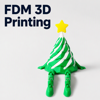 Services d'impression 3D FDM pour la personnalisation de jouets et cadeaux, incluant des figurines de Père Noël assises pour bureau et ornements de Noël