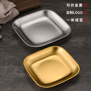 Assiettes carrées en acier inoxydable doré pour le barbecue coréen, service de desserts et de collations, ensemble de 3 tailles YX1815 - Product Image 4