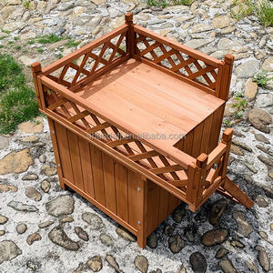 กรงสุนัขไม้สนธรรมชาติ SDD001 พร้อมระเบียงยกสูง ใช้ได้ทั้งภายนอกและภายในอาคาร สำหรับสุนัขขนาดเล็กถึงกลาง ประกอบง่าย - Product Image 6