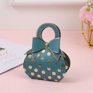 Sáng Tạo Kẹo Hộp Quà Tặng Đám Cưới <span class=keywords><strong>Polka</strong></span> <span class=keywords><strong>Dot</strong></span> In Mini Túi Xách Hộp Giấy Với Bow Trang Trí - Product Image 2