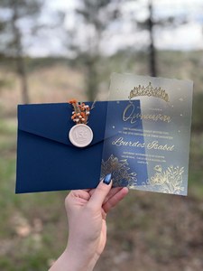 Cá Nhân Tùy Chỉnh Thiết Kế Lời Mời In Ấn Vàng Lá Acrylic Phong Bì Trang Thiệp Mời Đám Cưới Cho Đám Cưới Kế Hoạch - Product Image 6