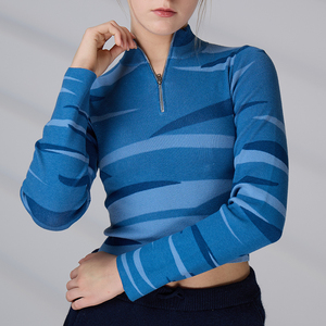 Fabricant de vêtements en tricot sur mesure, pull à fermeture éclair, manches longues, pull court pour femmes - Product Image 6