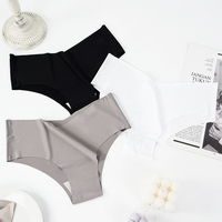 Culottes sans couture confortables pour femmes, taille mi-haute, grande taille, couleur unie, sous-vêtements féminins