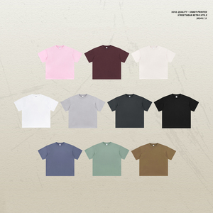 Wholesale 190G Cotton T-Shirt Men Oversize Loose Fit Fashion Brand High Knitted Short Sleeve Top Custom <b>Logo</b> Solid Print Fitness - Product Image 2