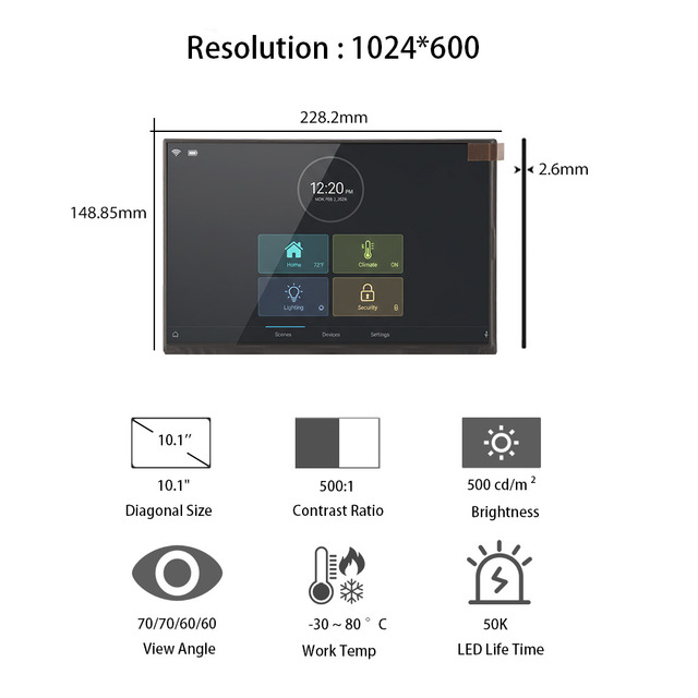 BOE 10.1" 1280*800 LCD Screen GV101WXM-N85 Smart Home Panel 10.1 Inch LCD Modules
