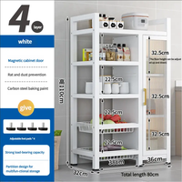 Armoires de Cuisine Multifonctionnelles en Gros d'Usine, Étagères à Vaisselle en Métal à 4, 5 ou 6 Niveaux, Meubles de Rangement pour Micro-ondes à Double Porte