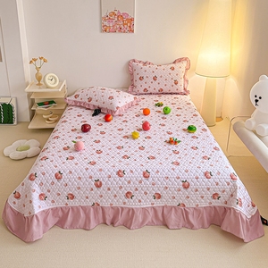 Set di biancheria da letto in stile americano 3 pezzi copriletto spazzolato in microfibra stampato lenzuola morbide imbottite Patchwork Ruffles - Product Image 3