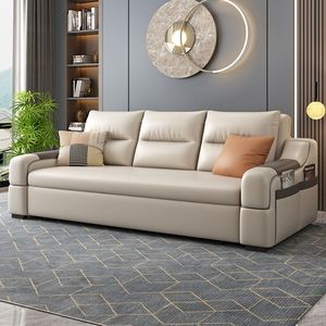 Divano <span class=keywords><strong>Letto</strong></span> Doppio Multifunzionale Stile Crema, Unità Compatta <span class=keywords><strong>per</strong></span> <span class=keywords><strong>Camera</strong></span> <span class=keywords><strong>da</strong></span> <span class=keywords><strong>Letto</strong></span> Moderna o Soggiorno d'Hotel - Product Image 3