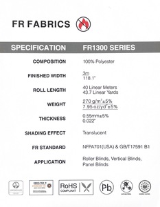 Tissu occultant semi-transparent ignifuge résistant pour stores de fenêtre en polyester - Product Image 3