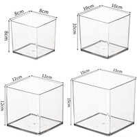 Vase cube en acrylique et plastique transparent - Incassable, écologique, pour décoration de mariage, maison, bureau, centre de table