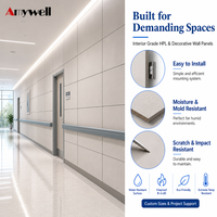 Revêtement mural HPL moderne Amywell Guangdong, garantie 5 ans, imperméable, anti-moisissure, panneaux de 12 mm, design 3D pour la maison