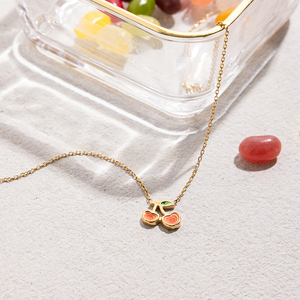 J & <span class=keywords><strong>D</strong></span> Collana in acciaio inossidabile 18K placcato <span class=keywords><strong>oro</strong></span> 18K collana alla moda romantica con ciondolo in smalto arancione - Product Image 4