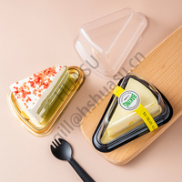 A03 14*7.5 cm pet noir rose triangle mousse boîte à gâteau en plastique transparent clair boîte à gâteau