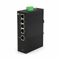 Switch PoE Industrial Hi-Net de 5 Puertos Gigabit Ethernet, 4 PoE RJ45, 1 Puerto Uplink, Montaje en Riel DIN, 12-57VDC, Amplio Rango de Temperatura