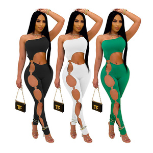 Sexy Cut Out Custom Romper Mujer Monos Sólido Frente Hollow Out Red Bodycon Traje de una pieza Ropa de mujer - Product Image 2