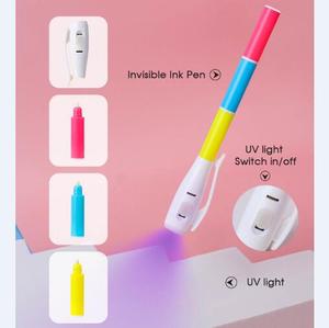 Flash tem vô hình UV Mực màu tím tiện ích viết tin nhắn bí mật vô hình Mực bút ma thuật bút mực vô hình - Product Image 5