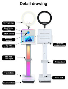 Cabina <span class=keywords><strong>de</strong></span> Fotos Portátil con Pantalla Táctil Mágica <span class=keywords><strong>de</strong></span> 15.6 Pulgadas, Marco LED, Impresora y Cámara para Eventos - Product Image 4