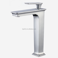 Robinet mitigeur de salle de bain monocommande en acier inoxydable à montage sur plan, avec levier, filetage pour tuyau/conduit, eau chaude et froide, cartouche céramique