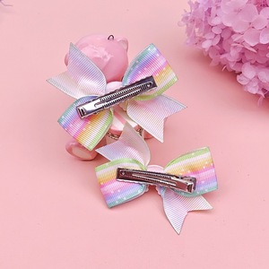 Jepit Rambut Pita Bergaris Pastel Glitter Pelangi Awan Jepitan Buaya Lucu untuk Anak Perempuan Aksesoris Rambut Pesta Putri - Product Image 3