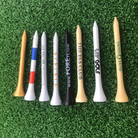 Accessoires de Golf imprimés en vrac bon marché en bois noir court Logo personnalisé en bois bambou couleurs Pegs de Golf Tees de Golf