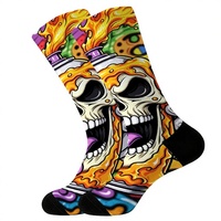 Chaussettes fantaisie d'Halloween d'hiver pour hommes, mi-mollet, décontractées, avec motif 3D intégral Crâne, Diable, Momie, Dessin animé, amusantes