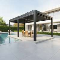 Pergola bioclimatique moderne en aluminium Sweet Home avec toit motorisé rotatif, éclairage LED intégré, gazebo durable pour villa, terrasse, piscine