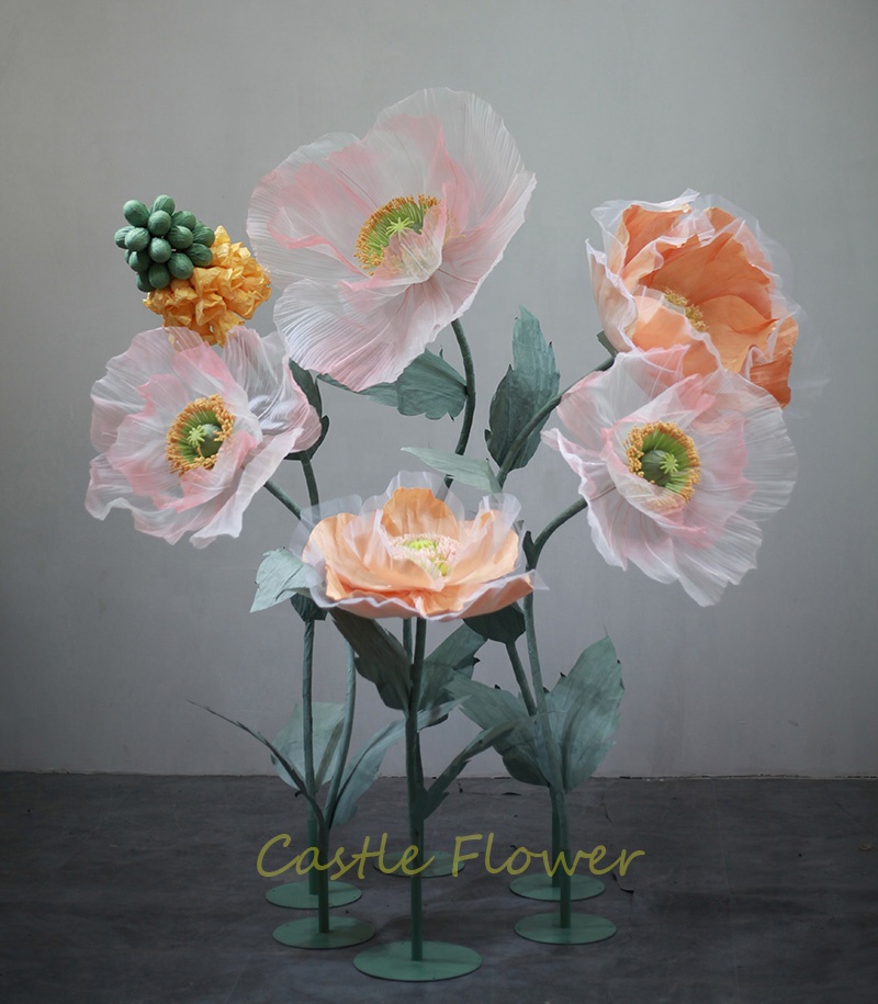 O-Z017 Customized White Pink Giant Flowers for Weddings