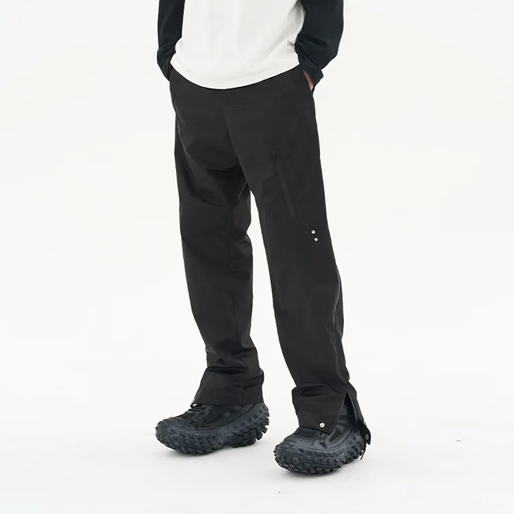 Autumn special design waterproof zipper polyester cargo pants outdoor oversized black causal men's trousers