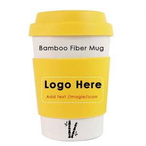 Mug de voyage anti-fuite en fibre de bambou 350 ml (12 oz) avec couvercle en silicone, sans BPA, compatible micro-ondes et lave-vaisselle, personnalisable pour café et jus - Product Image 3