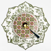 Napperons festonnés floraux verts bohèmes en forme de lotus, tapis de table tissés pour cuisine vintage, mariage, fête, et usage quotidien