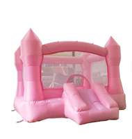 Château gonflable rose avec toboggan jungle pour enfants, château rebondissant, maison de rebondissement, château gonflable