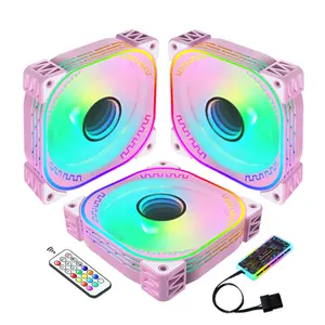 12V Gaming Case Cooler Air ARGB Fan For Gaming Pc RGB Led 12cm Mute Ventilador 5V with remote control Adjustable speed