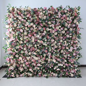 8ft x 8ft Roll Up rosa polveroso pannello <span class=keywords><strong>da</strong></span> parete in seta artificiale fiore estivo tappetino <span class=keywords><strong>da</strong></span> parete per eventi di nozze - Product Image 3