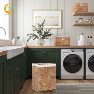 OEM Eco-Friendly Handicraft Water Hyacinth <b>Square</b> Multifunction <b>Storage</b> <b>Baskets</b> for Home Use Cheap Price - Product Image 6