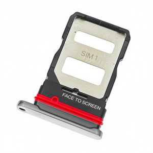 Bandeja para tarjeta SIM Xiaomi para Mi11T Mi11T Pro, inserto de metal plateado con detalles rojos, diseño de cara hacia la pantalla - Product Image 1