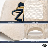 Casquette de baseball unisexe en peluche, style camionneur, crème, avec maille frontale et dos en maille, fermeture snapback, visière courbée, en suède doux, six panneaux, réglable, vente en gros